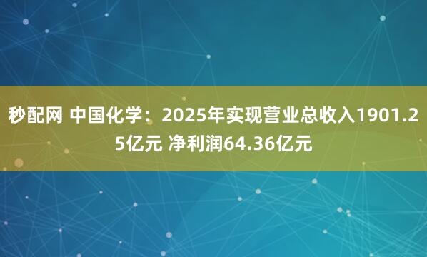 秒配网 中国化学：2025年实现营业总收入1901.25亿元 净利润64.36亿元