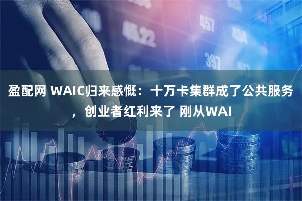 盈配网 WAIC归来感慨：十万卡集群成了公共服务，创业者红利来了 刚从WAI